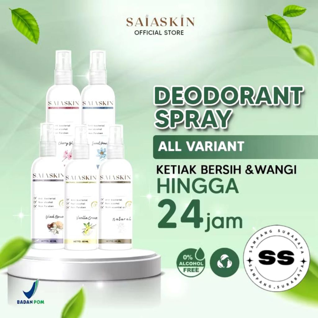 SAIASKIN ORIGINAL BPOM Deodoran tawas spray 60ml