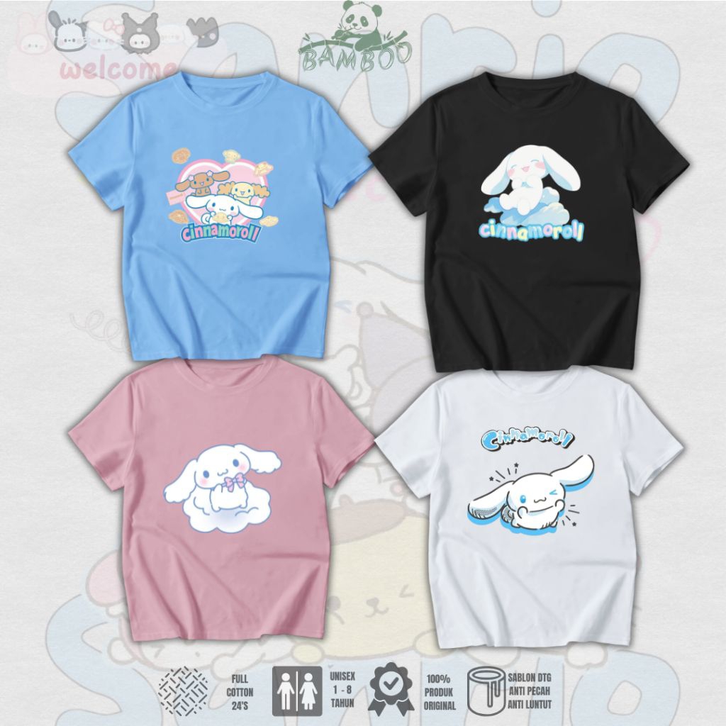 BAMBOO kaos anak motif CINAMOROL SANRIO bahan katun 24's