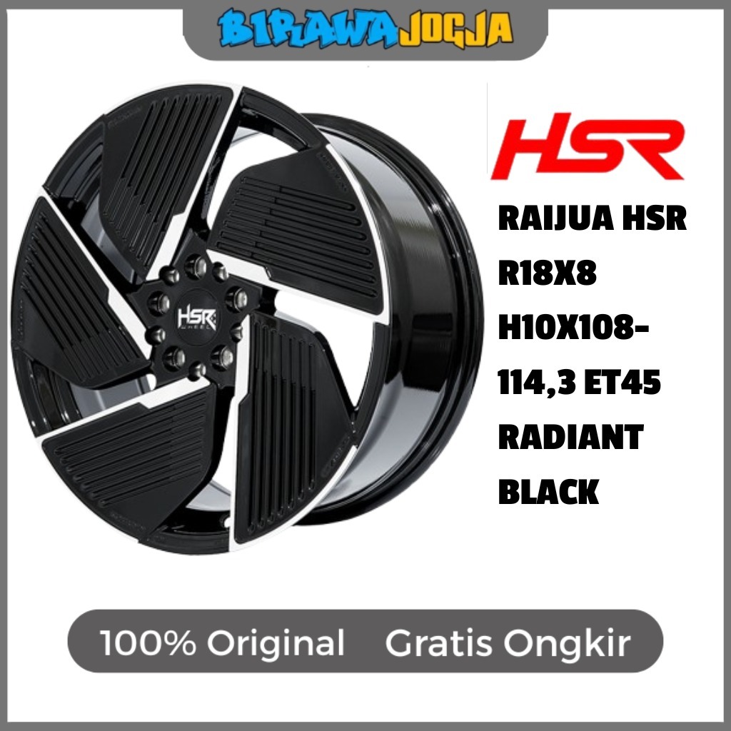 velek hsr raijua ring 18x8 untuk jaecoo j5 chery omoda e5 ford focus pcd 10x108-114 warna hitam et45