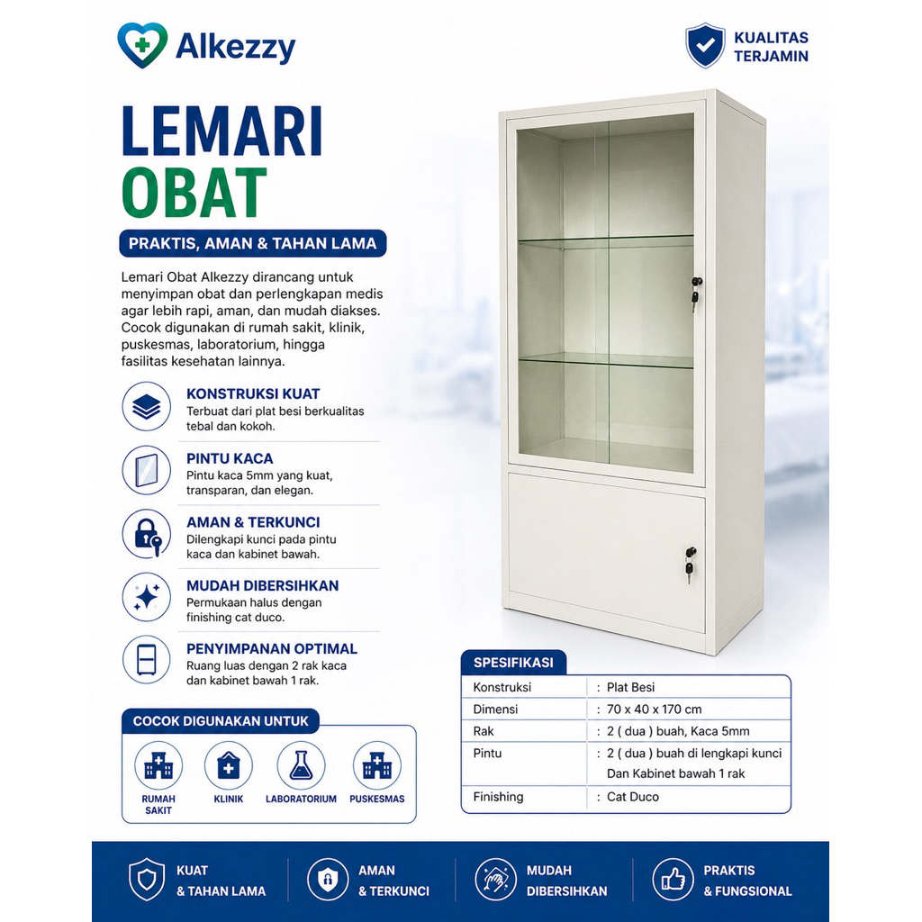 LEMARI OBAT ALKEZZY | LEMARI OBAT RUMAH SAKIT | LEMARI OBAT KLINIK | KABINET OBAT BESI