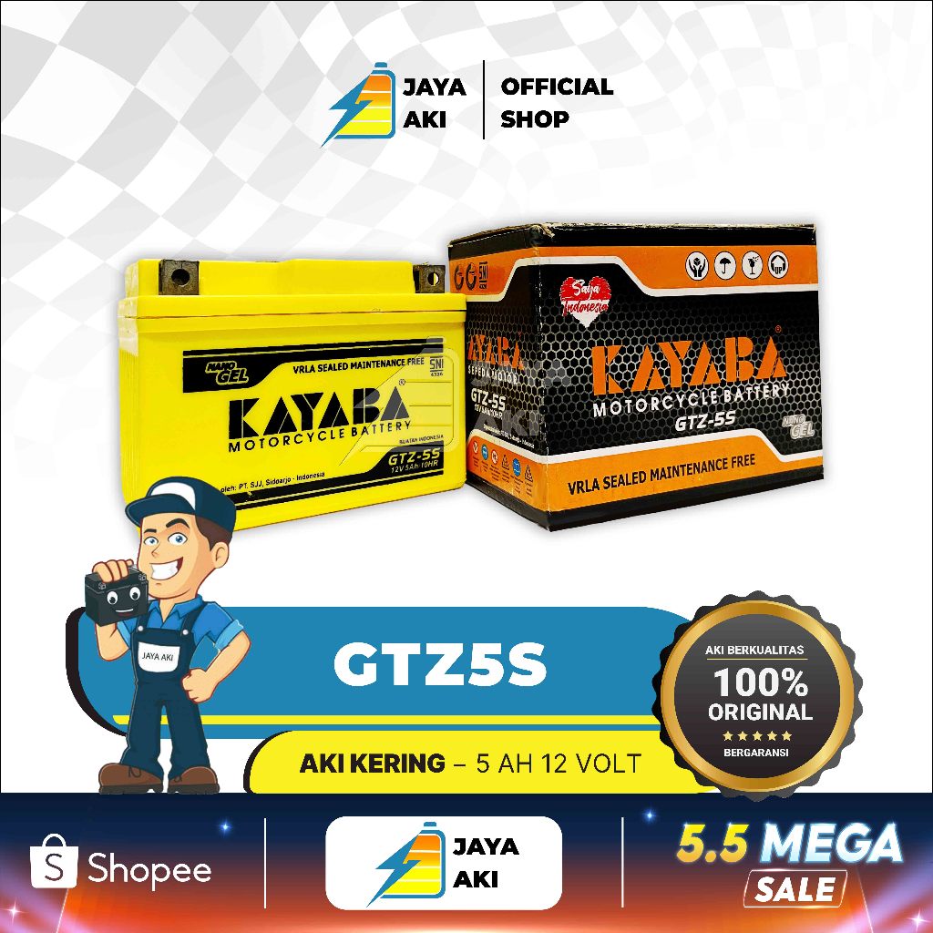 Aki Motor Beat FI Beat Karbu KAYABA GTZ5S Aki Kering