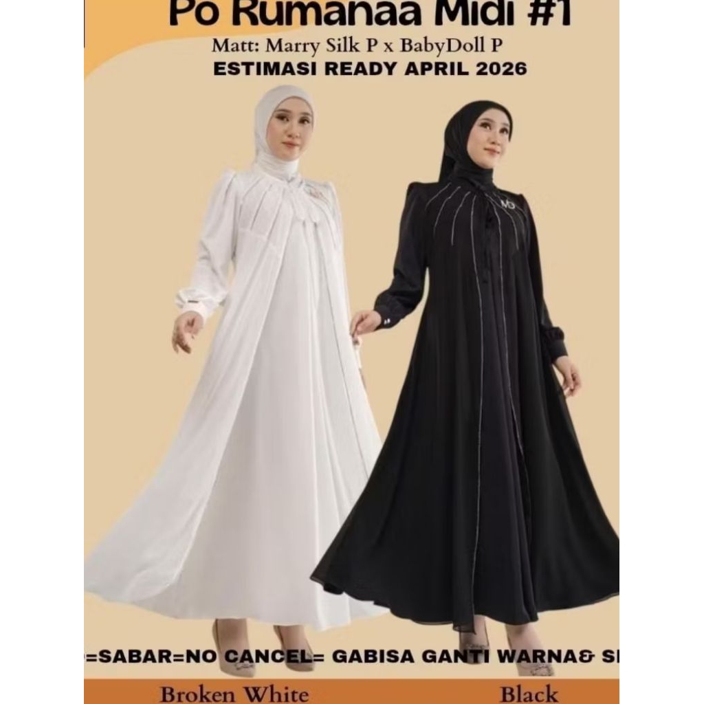BISA COD SPECIAL DRESS HITAM PUTIH/ RUMANA SERIES MIDI & DRESS BY NADHEERA LUXURY/SPECIAL PROMO