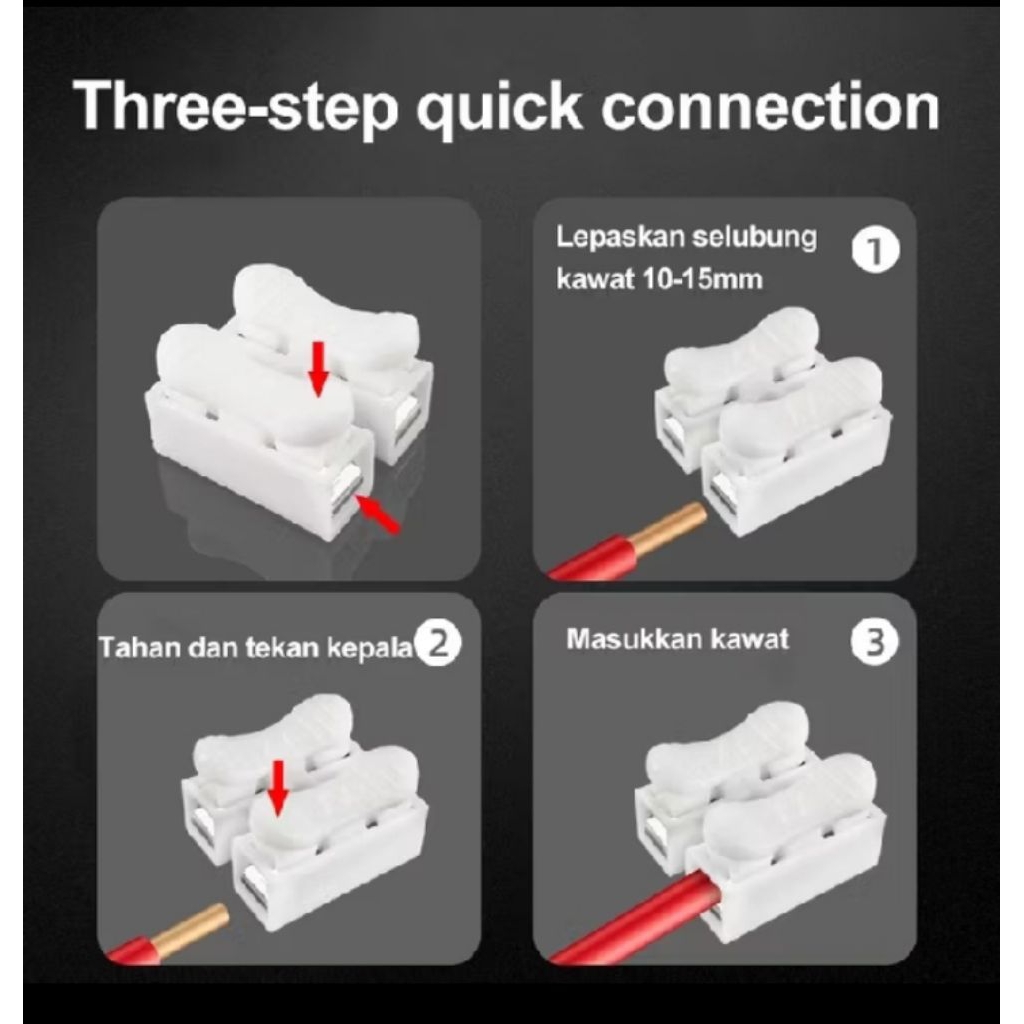 Konektor Kabel Listrik Quick Connect Terminal Konektor Kabel Praktis Konektor Kabel Listrik 2 Pin CH