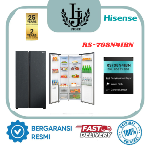 Kulkas Hisense 2 Pintu Side By Side RS-708N4IBN Kulkas Hisense Side by Side 2 Pintu 591 Liter
