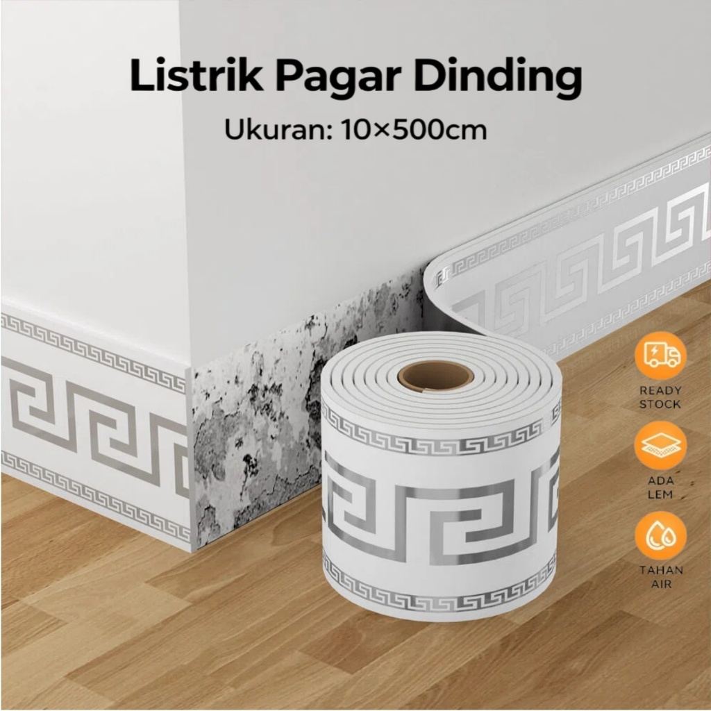 List Wallpaper Dinding Plint Lantai Tempel 5m x 100cm PVC Stiker Foam Skirting Bawah