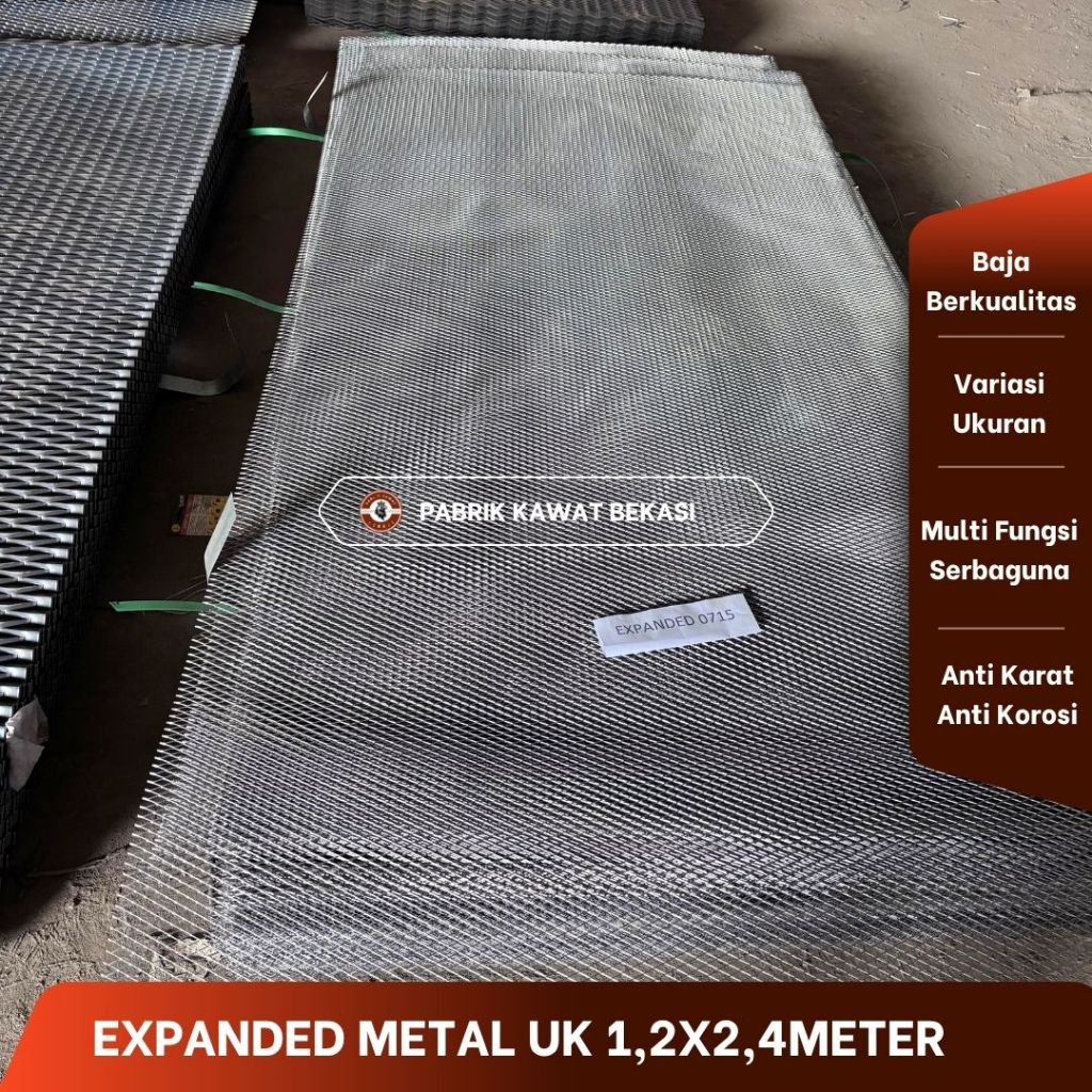 Expanded Metal Galvanis Lembaran | Plat Jaring Besi 1,2x2,4m Anti Karat Serbaguna