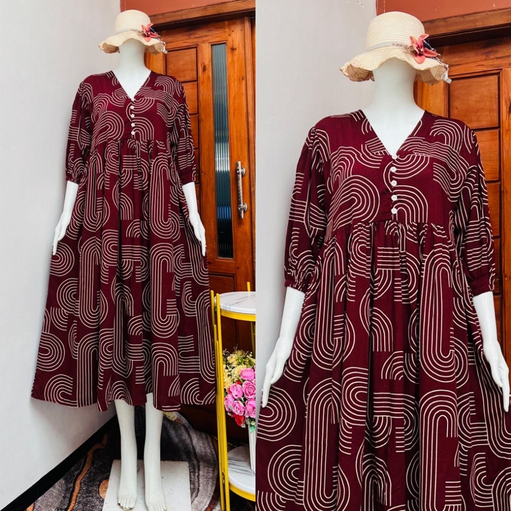 Midi Dress Wanita Premium LD 120 PB 125 Model Simple Elegan Daster Yulia