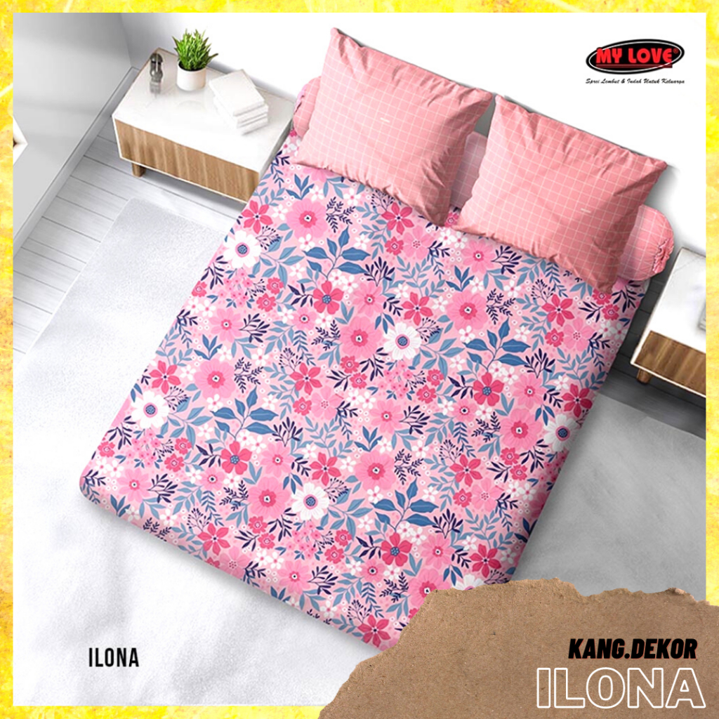 Sprei My Love Motif ILONA 160X200 180X200 King Queen Single NO 1 2 3 MyLove Terbaru Seprai Katun Mur