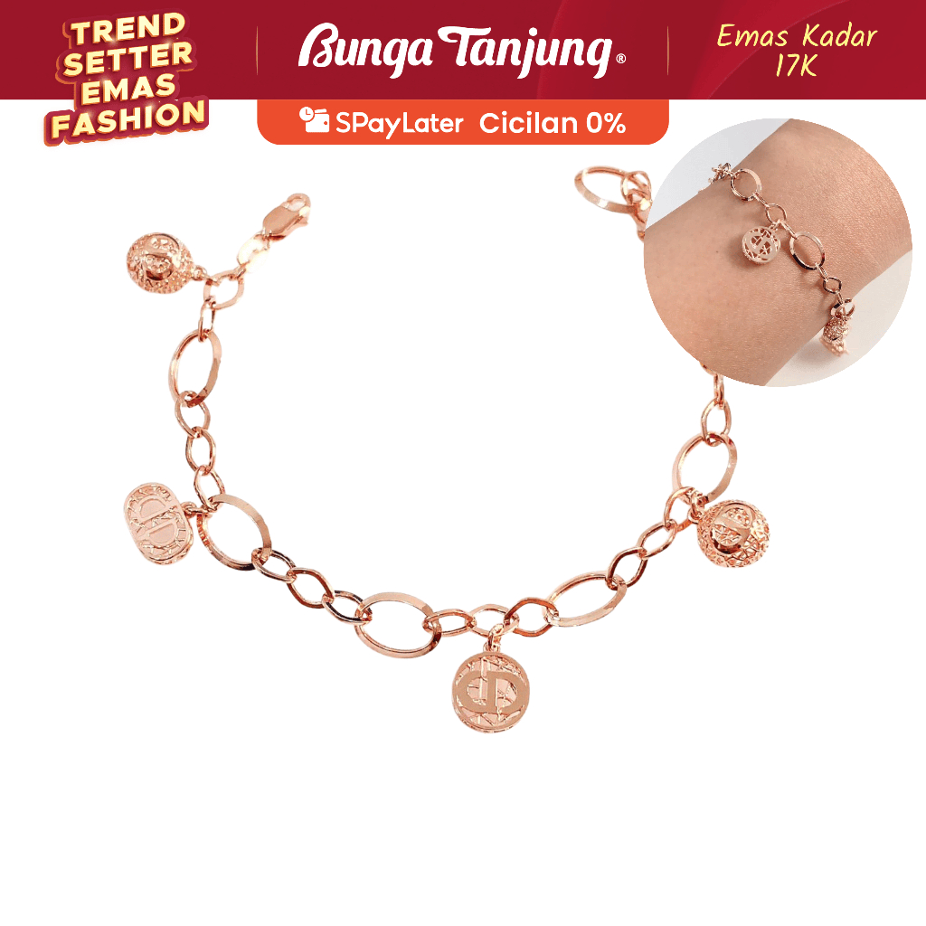 GELANG RANTAI RUMBAI ROYALE - EMAS 17K - BUNGA TANJUNG GOLD