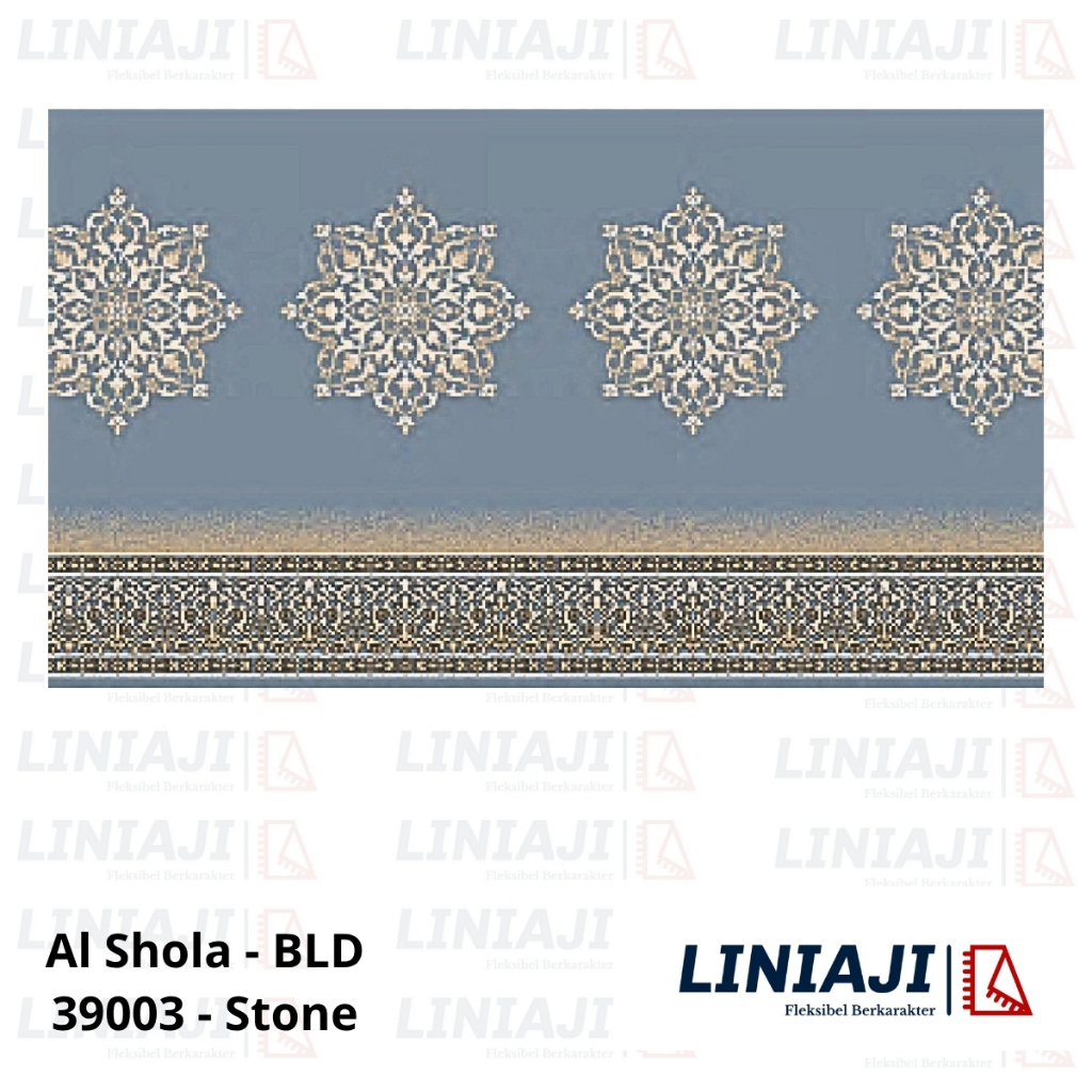 LINIAJI - Sajadah Motif Baru Karpet Meteran Al Shola Tebal 17mm Biru Hijau Bunga Matahari - ROLL