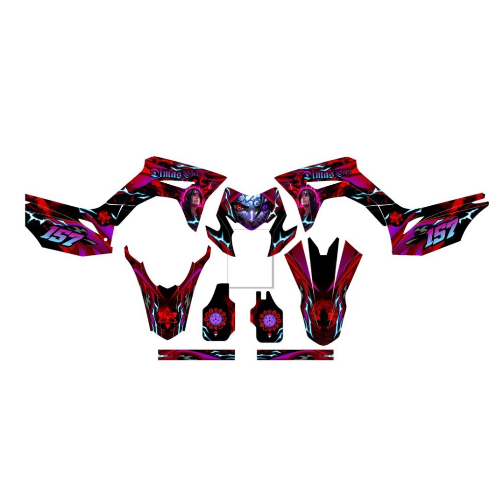 Decal Stiker CRF 150 L Dekal Variasi Sticker Striping Custom Full Body pink 023
