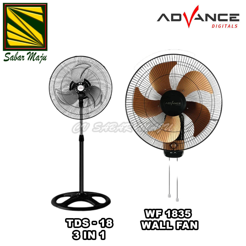Advance 18 inci Kipas Angin dinding WF 1835 baling 5 stainless kipas angin Tornado fan Swing / kipas