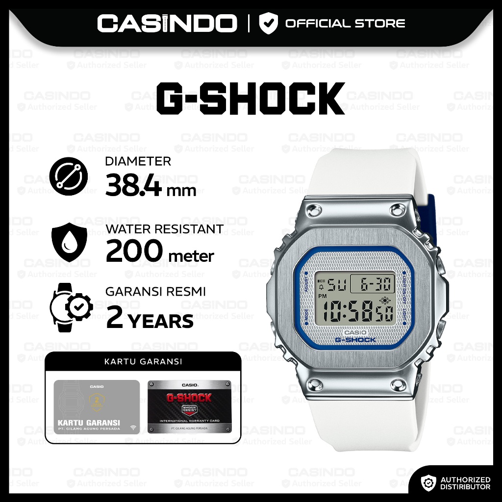 G-Shock Jam Tangan Unisex GM-S5600LC-7DR Digital Water Resistance White