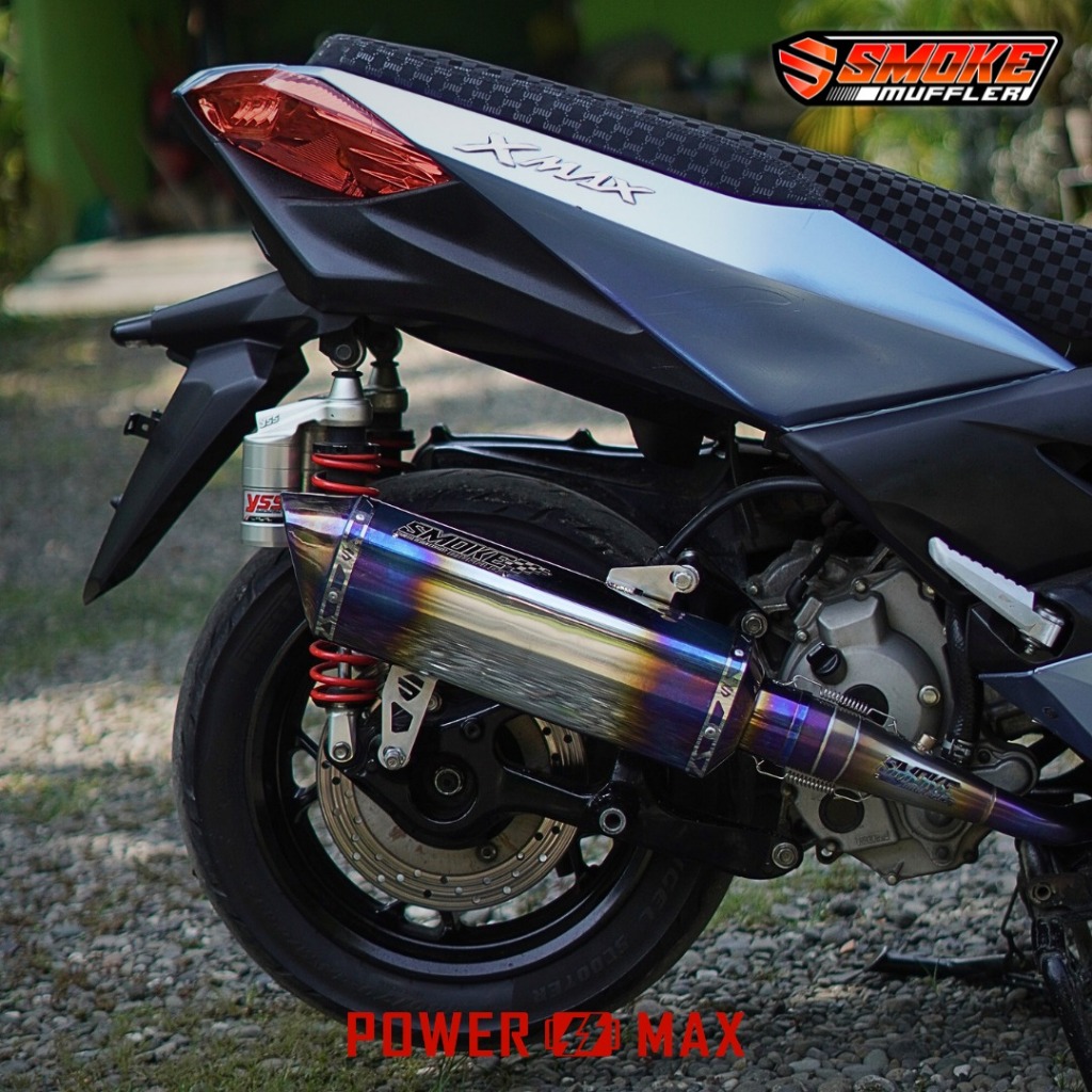 Knalpot Racing Xmax 250 dan Xmax 300 Tipe SM Logo Emblem Smoke Muffler
