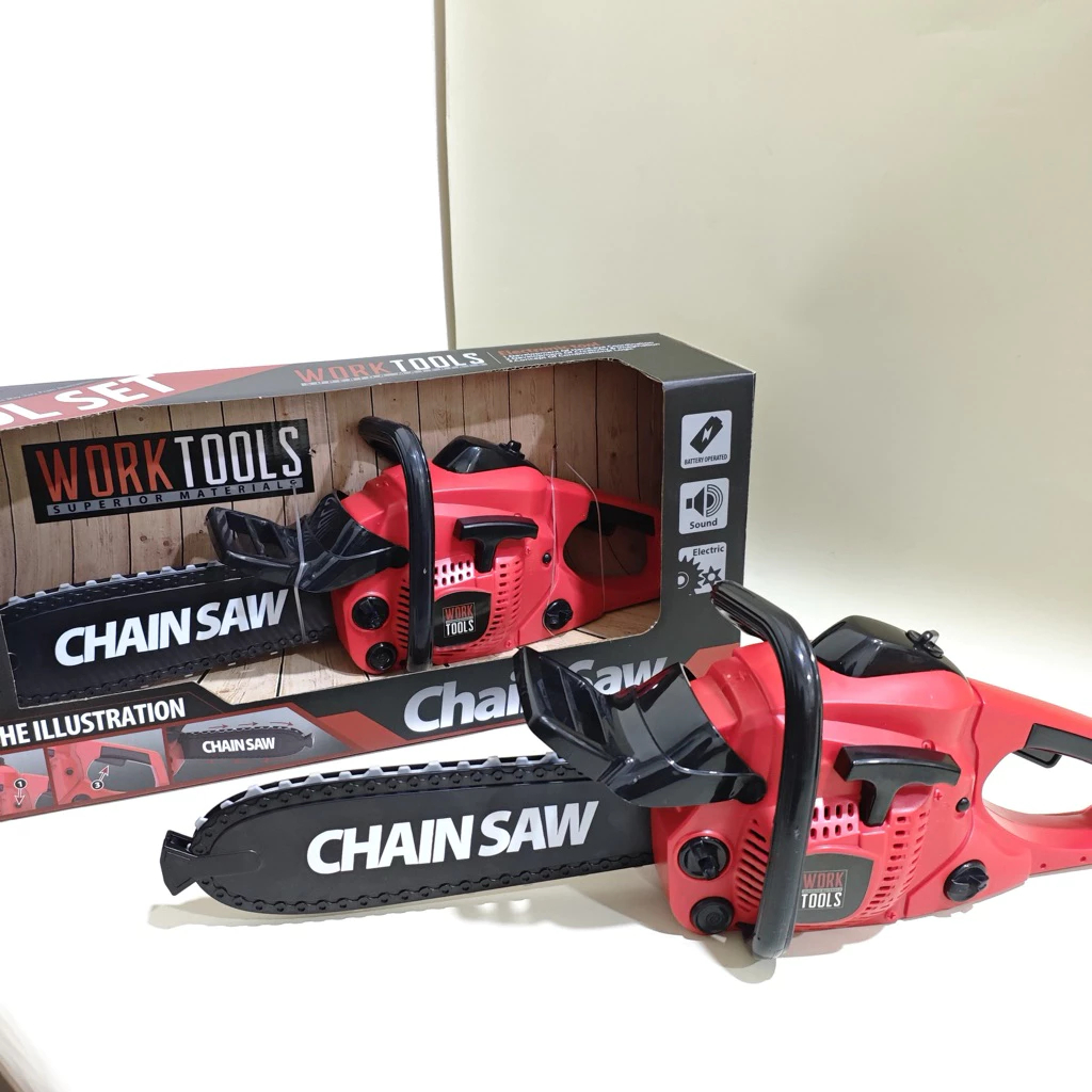Mainan Mesin Gergaji Elektrik Suara Realistis untuk Usia 3 Tahun Mainan Chainsaw Gergaji Mesin