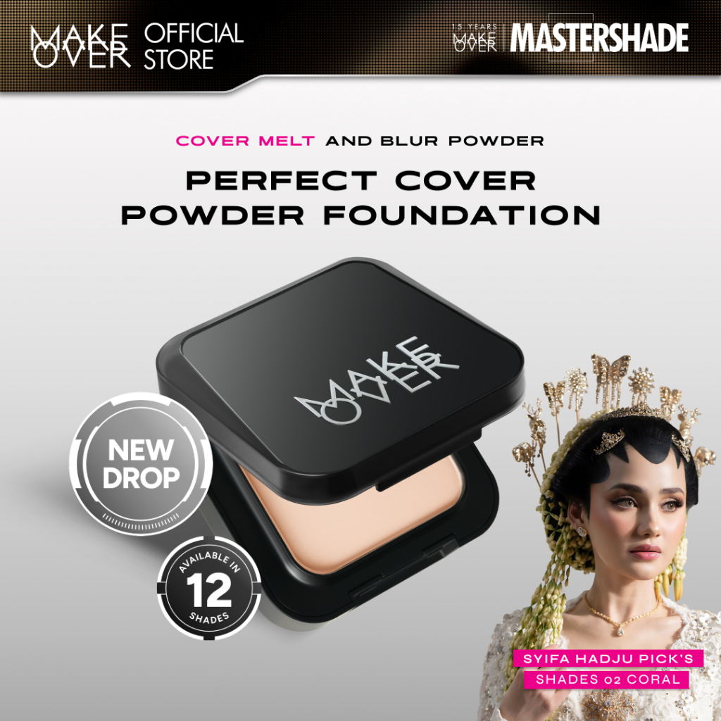 NEW MAKE OVER Perfect Cover Powder Foundation - TWC Two Way Cake Cover Melt and Blur Powder 16H Blur