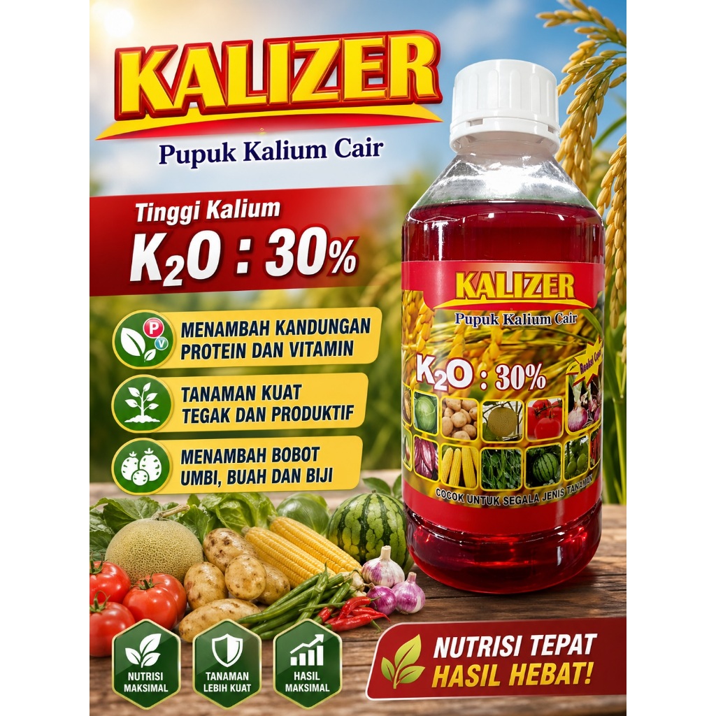 "BOOSTER" Pupuk KCL Cair KALIZER, Tinggi Kalium,  Peningkat Kualitas Tanaman 1Ltr