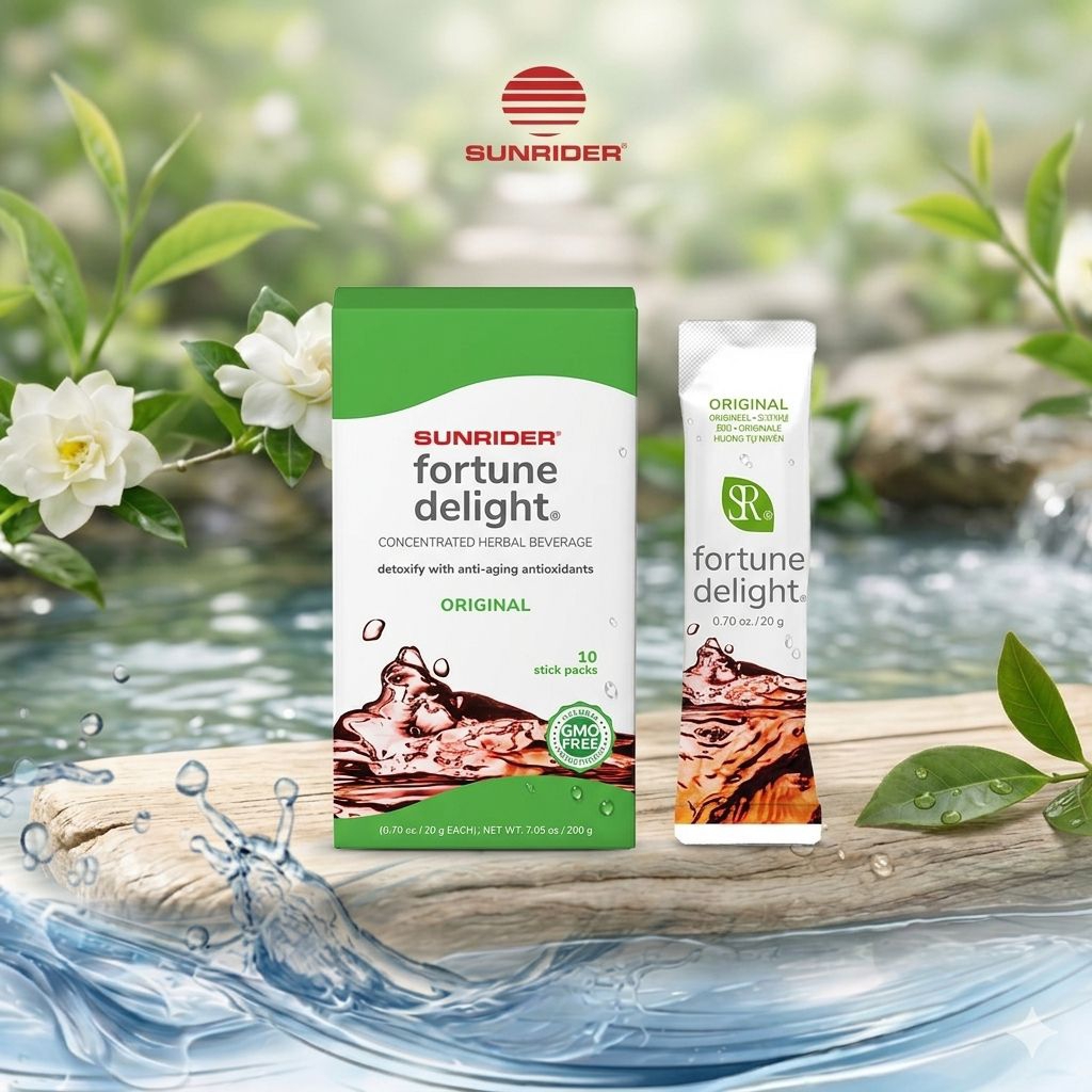 Sunrider Fortune Delight Original "super tea" manfaatnya berfokus pada Menutrisi + Membersihkan = Se
