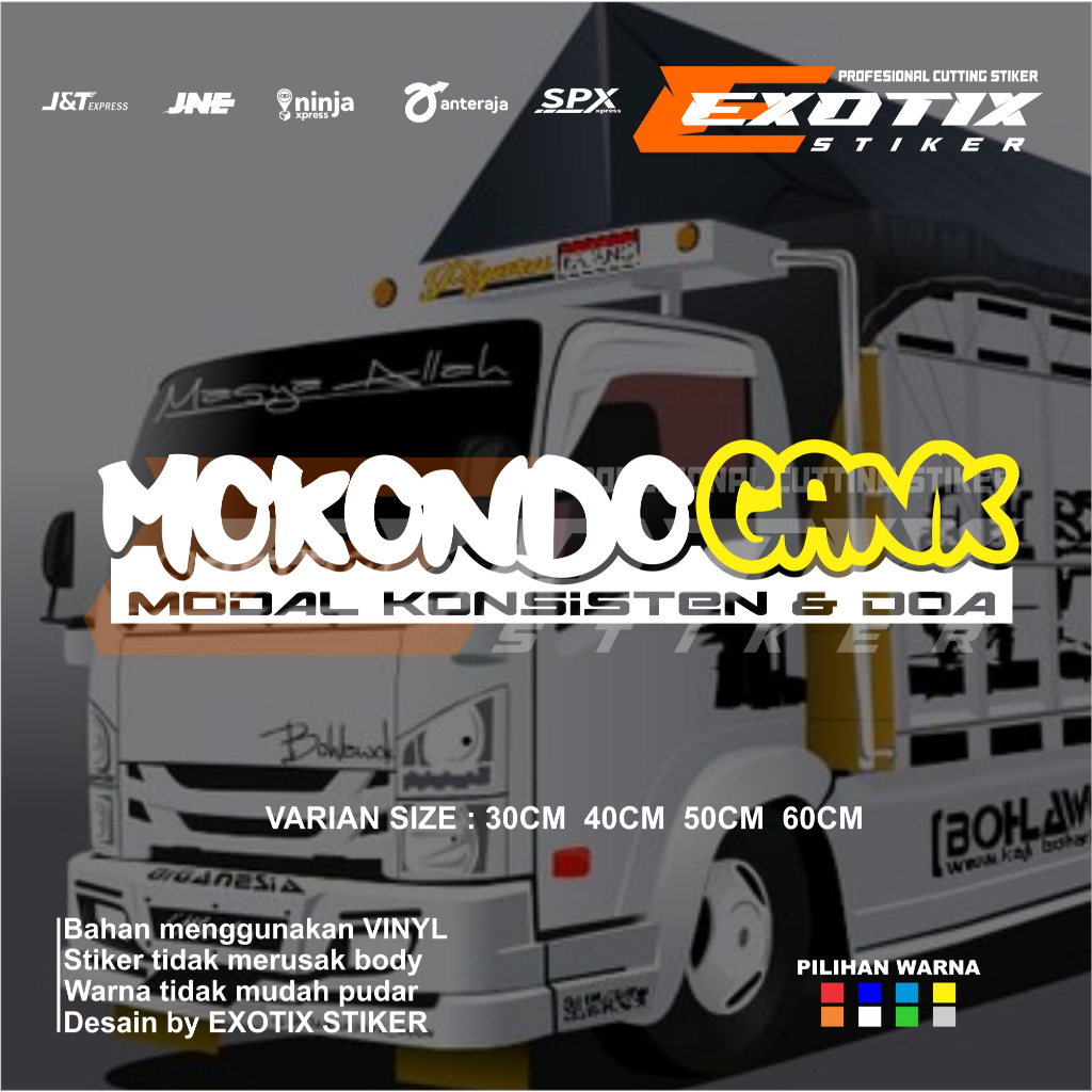 Stiker katakata mokondo gank stiker variasi bak kaca truk pickup