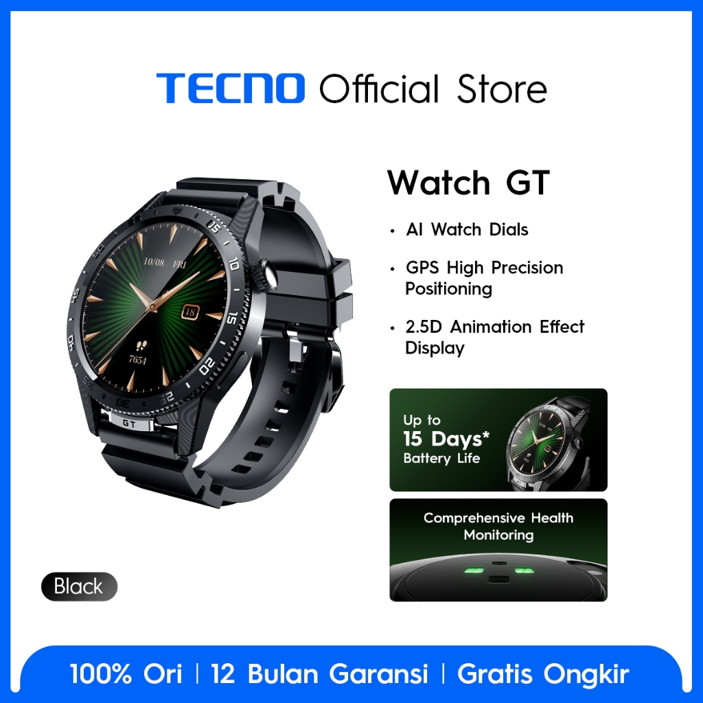 TECNO Watch GT AI Watch Faces | GPS High Precision Positioning | 2.5D Animation Effect Display - Gambar 2