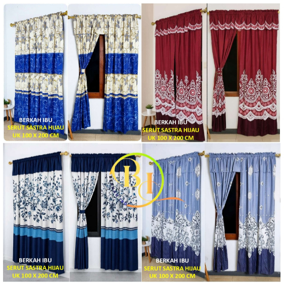 Gorden Hordeng Jendela Pintu Minimalis Serut Poni Rumbai 100x200 CM