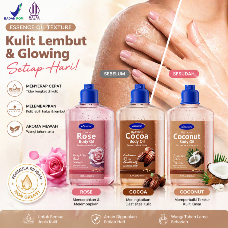 260ml Coconut Body Oil Massage Oil Treatment Whitening Body Serum Booster Pemutih Pencerah Badan Ton