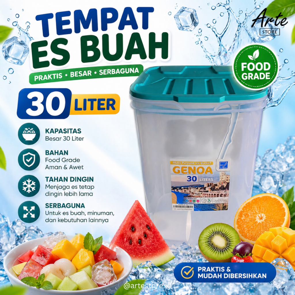 Tempat Es Buah Untuk Jualan - Wadah Es Buah Prasmanan Genoa 30 Liter - Ice Bucket - Artestore