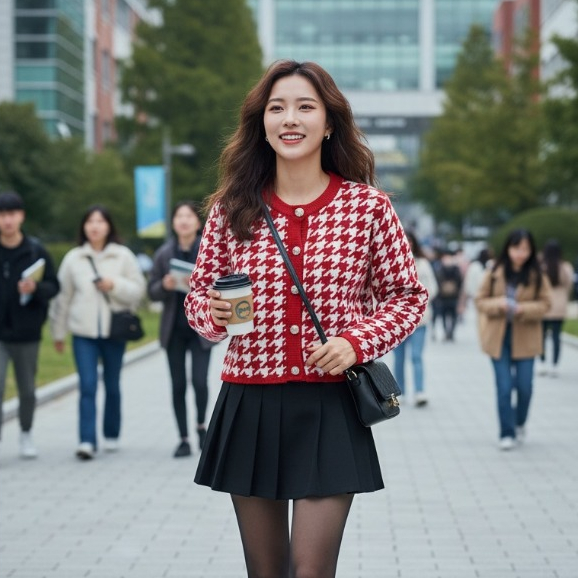 Cardigan Korea Houndstooth