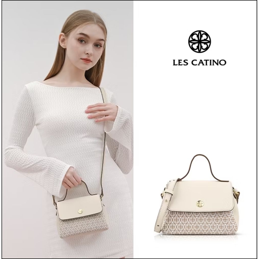 Ready Tas Selempang Ori New by Les Catino Eoria Daisy Flap Warna Warm Taupe