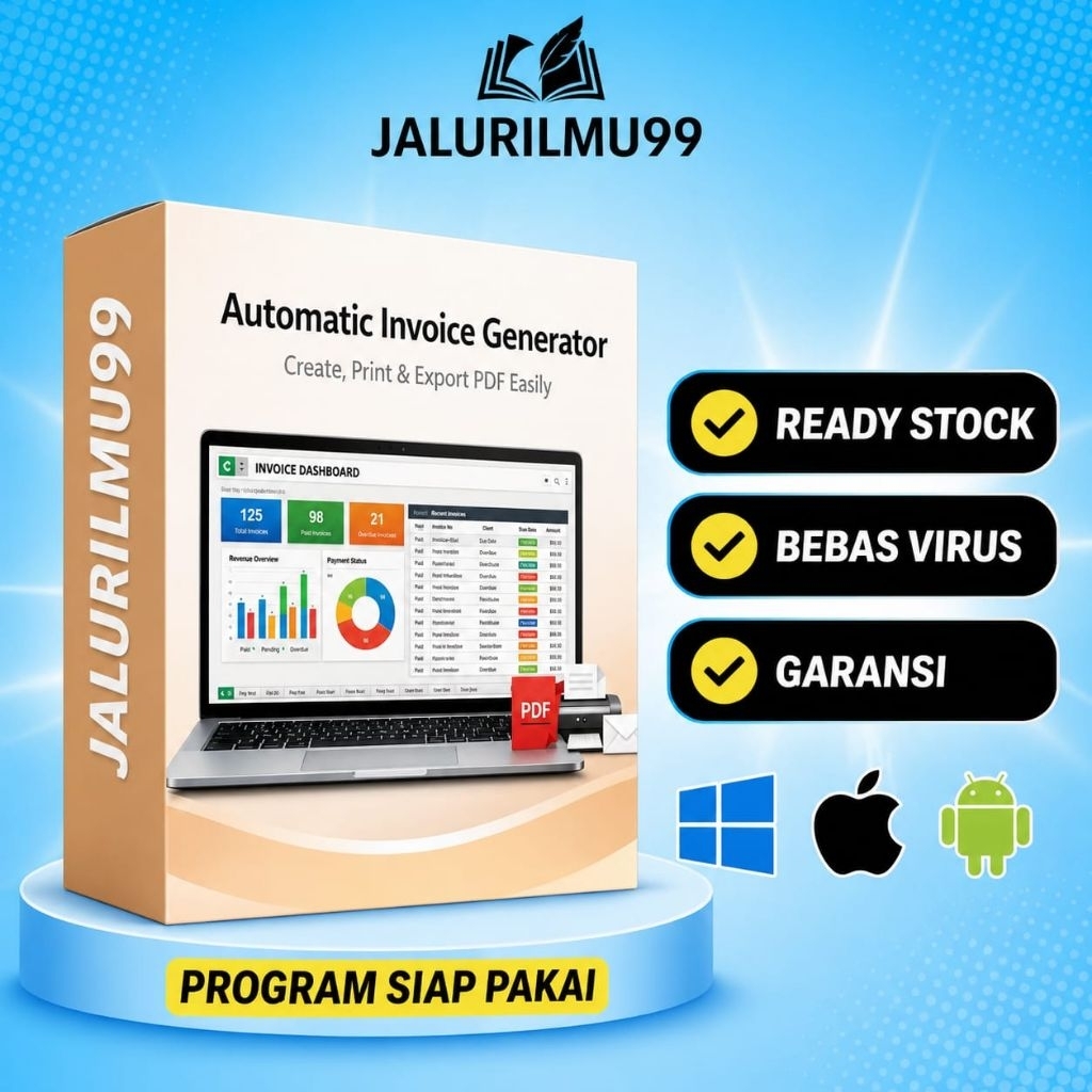 Template Invoice Otomatis Excel - Cetak Invoice & Export PDF untuk Usaha