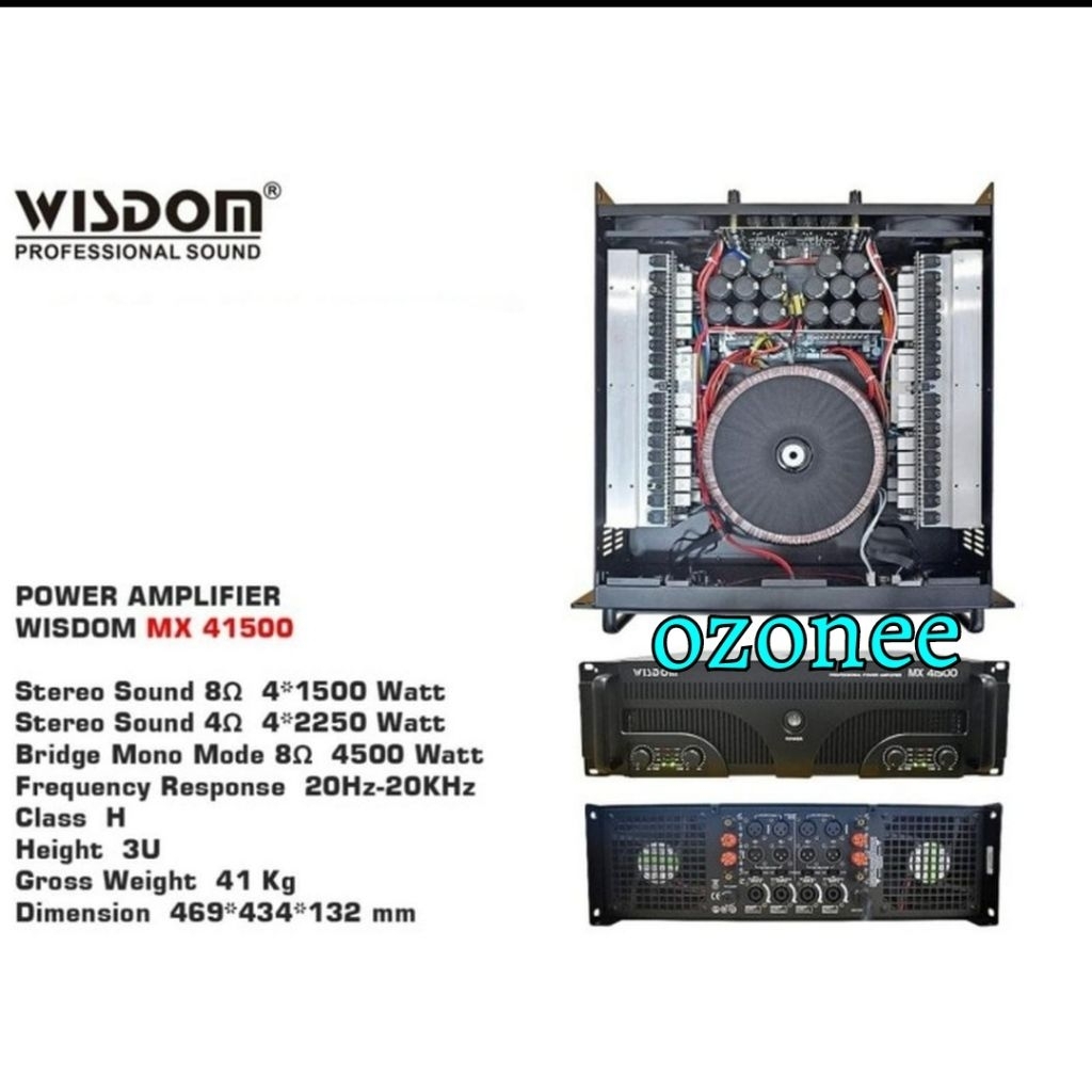 Power Wisdom MX41500 / MX 41500C4 Channel Amplifier  Wisdom MX- 41500 Original