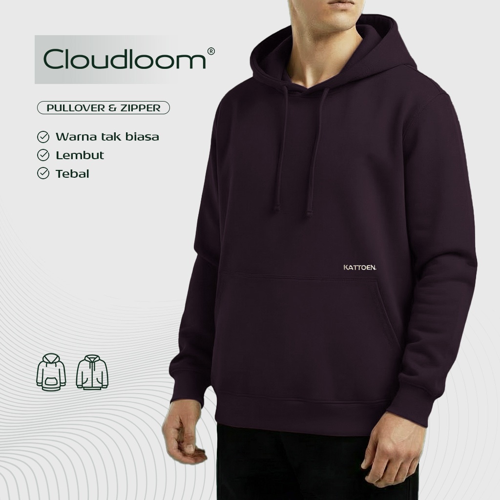 Kattoen - Cloudloom Jaket Jumper Hoodie Polos Dark Purple - Ungu Tua 270 Gsm