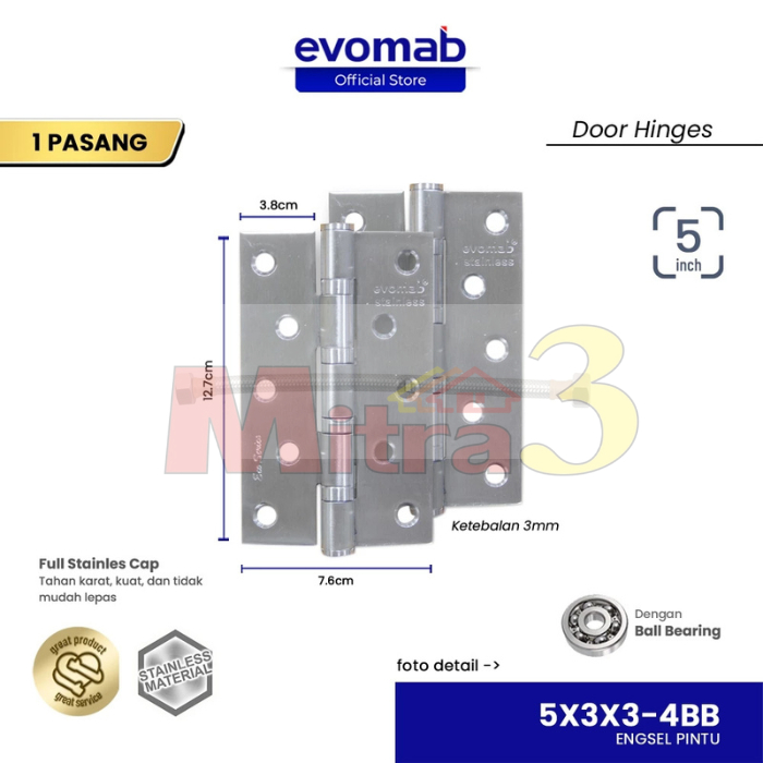 EVOMAB Engsel Jendela 5" Stainless Steel / Engsel Pintu 5 inch