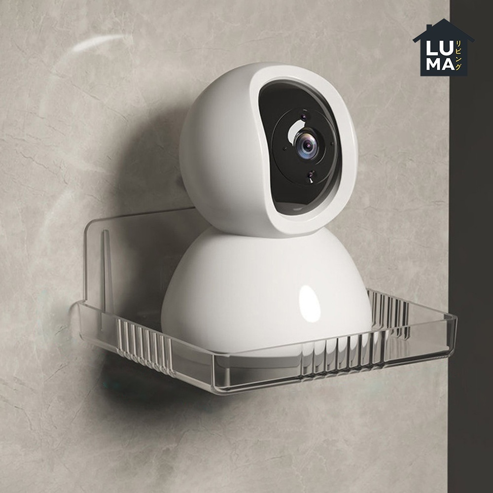 Rak Dinding Tempel Dudukan CCTV Akrilik Transparan Bracket Holder Wifi Router Anti Selip Serbaguna