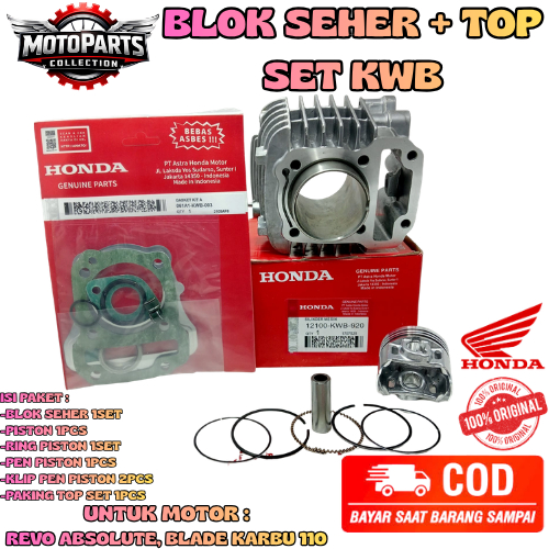 BLOK SEHER + TOP SET KODE-KWB ORI AHM HONDA REVO 110-FIT-ABS-ABSOLUTE&BLADE REPSOL ASLI 100% ORI .