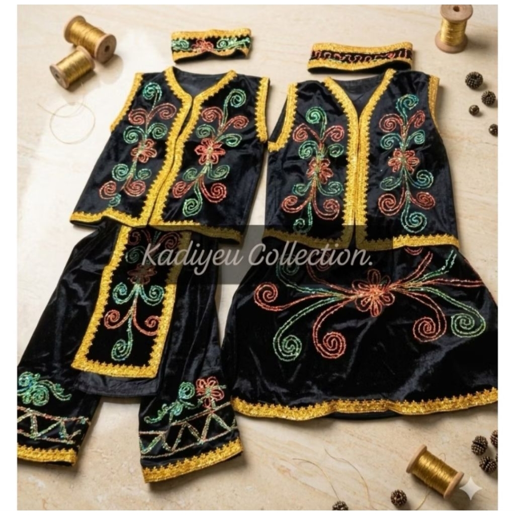 Baju adat Dayak Anak - Baju Adat Kalimantan anak perempuan bludru - Baju adat anak kalimantan dayak