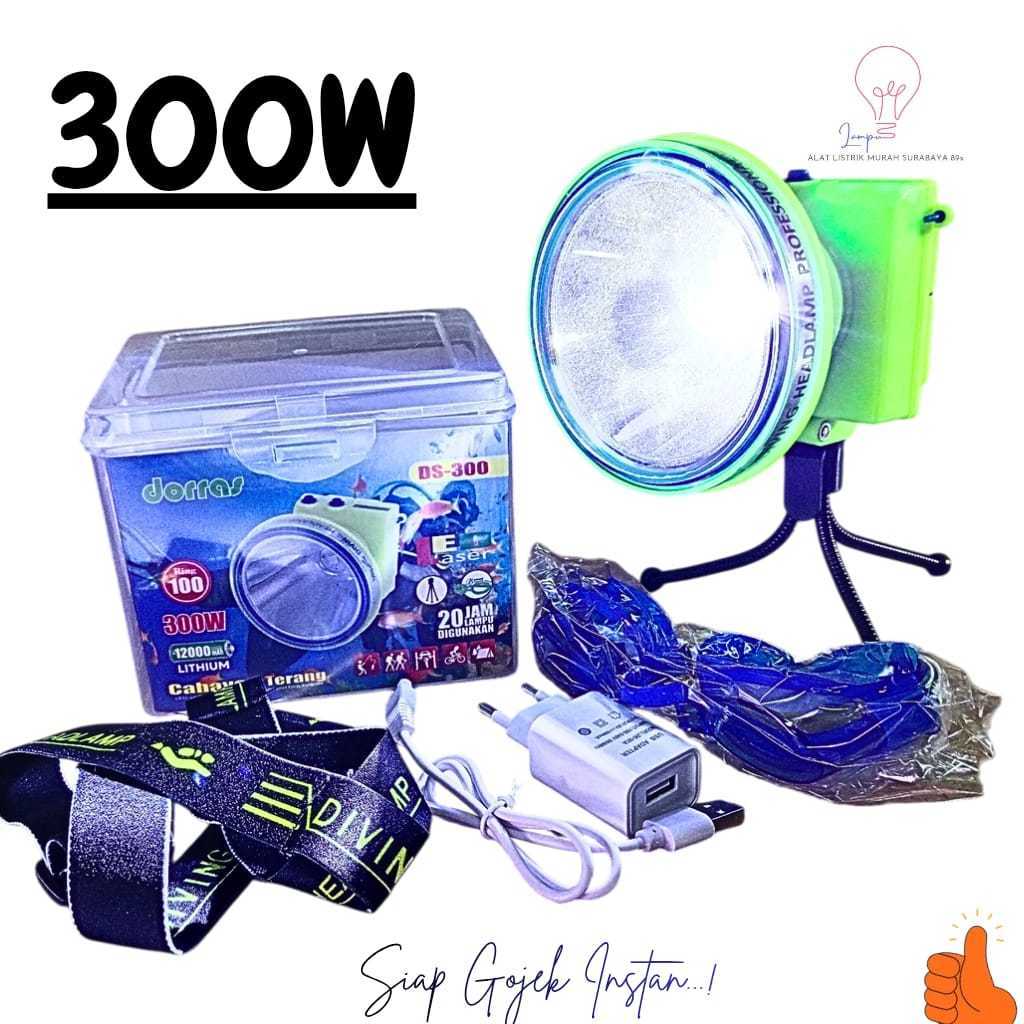 Senter Kepala Selam Tranparant 300 Watt DORRAS DS-300Super Terang Tahan 20Jam