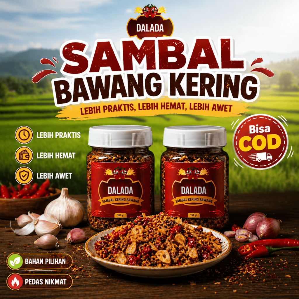 SAMBAL BAWANG,SAMBAL TABUR,SAMBAL BAWANG KERING TABUR KEMASAN BOTOL PRAKTIS