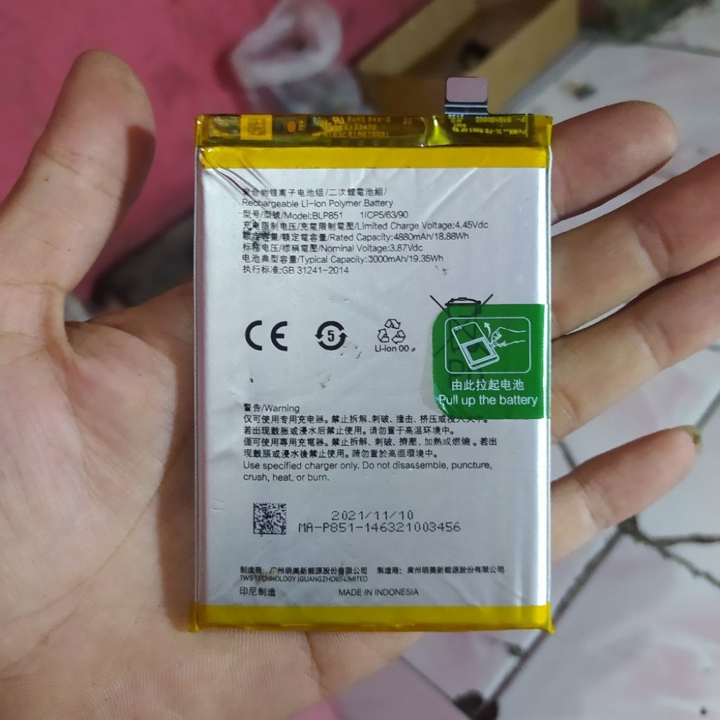 battery BLP851 oppo A95 oppo A74 original copotan