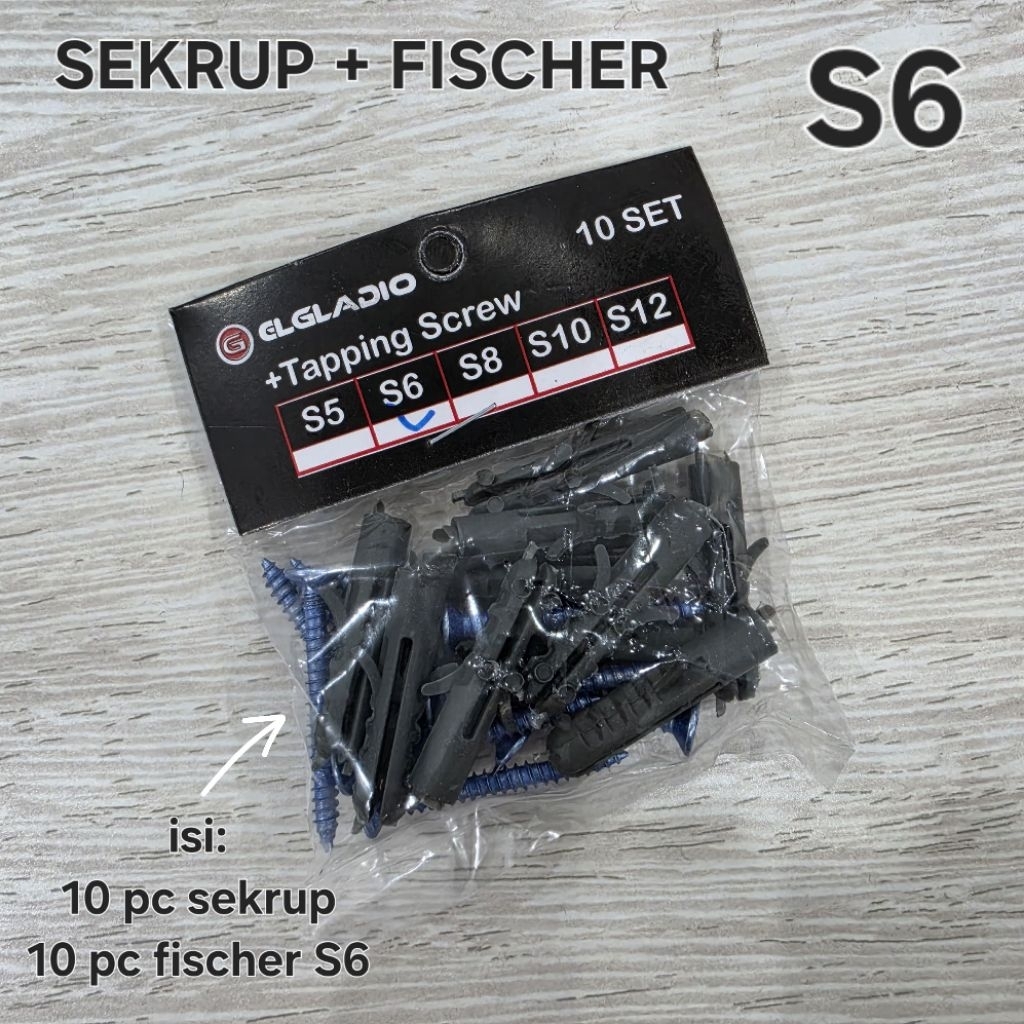 FISCHER + SEKRUP UKURAN S6 (SEBUNGKUS ISI 10 PC SEKRUP DAN 10 PC FISCHER S6)
