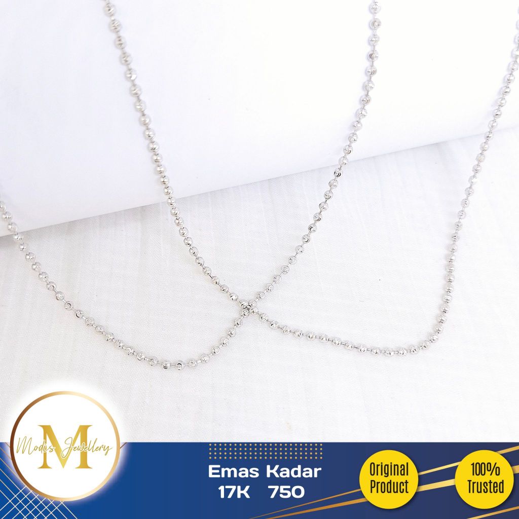 MODIS JEWELLERY - Kalung Biji Lada Ukir Putih  - Emas 17k  750