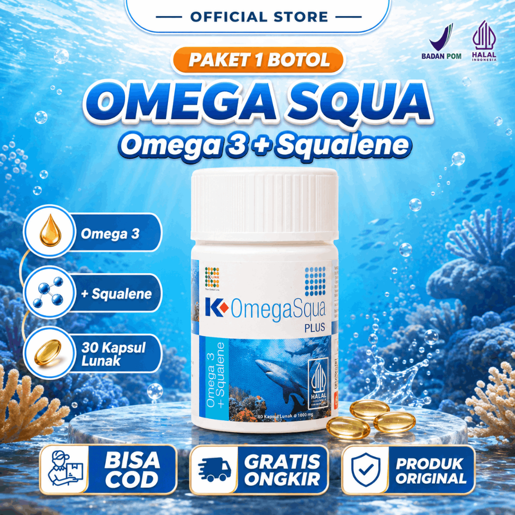 OMEGA SQUA PLUS K LINK 30 SOFTGEL MINYAK IKAN ASLI ORIGINAL