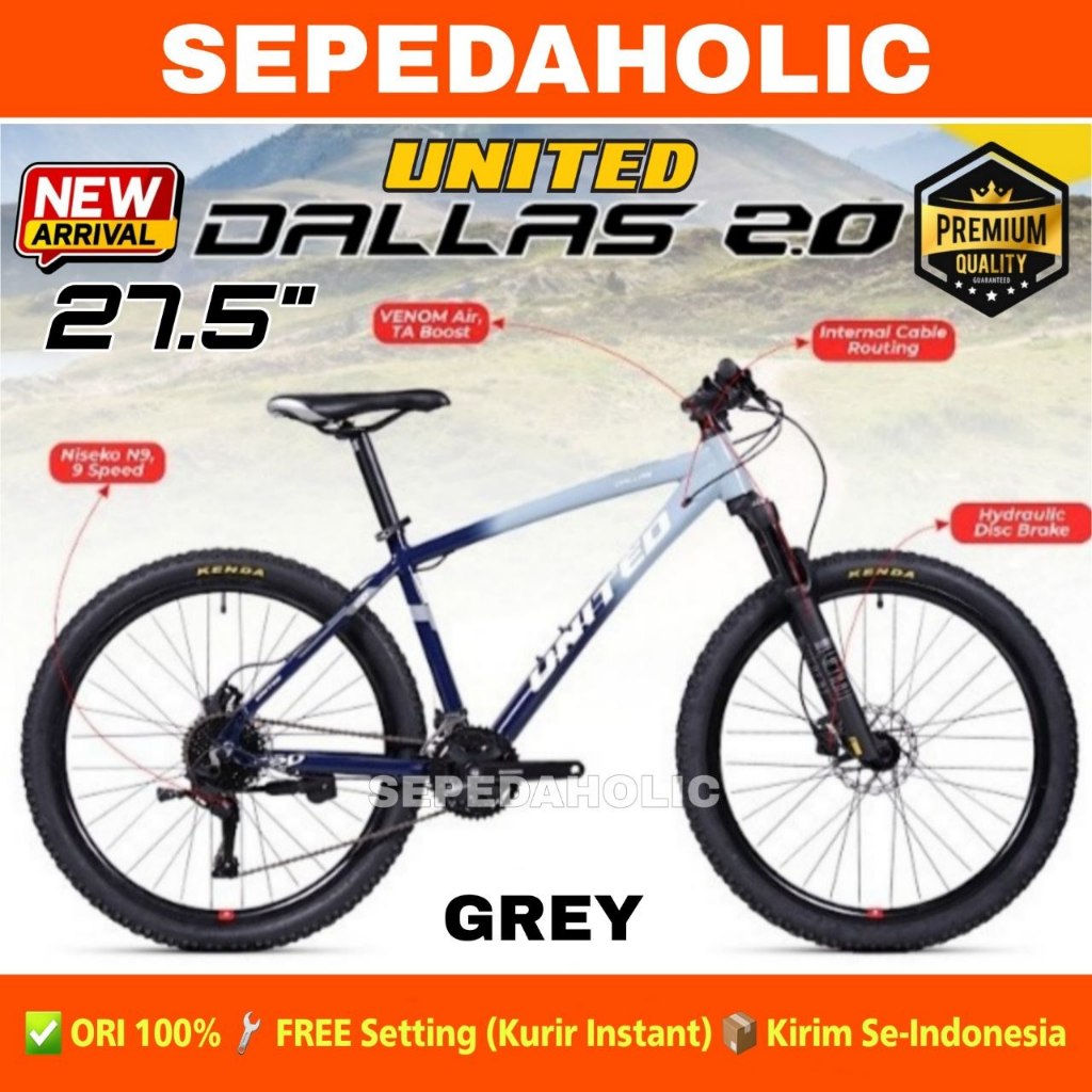 Sepeda Gunung MTB UNITED DALLAS 2.0 Alloy 27.5 Inch Rem Hydraulic Dewasa Garansi