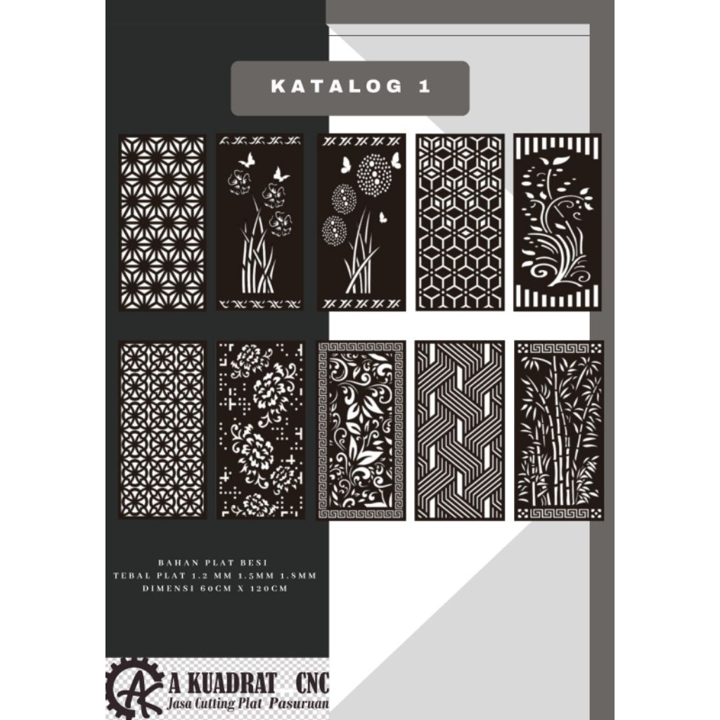 Ornamen Plat Besi CNC Plasma Cutting 60cm ×120cm