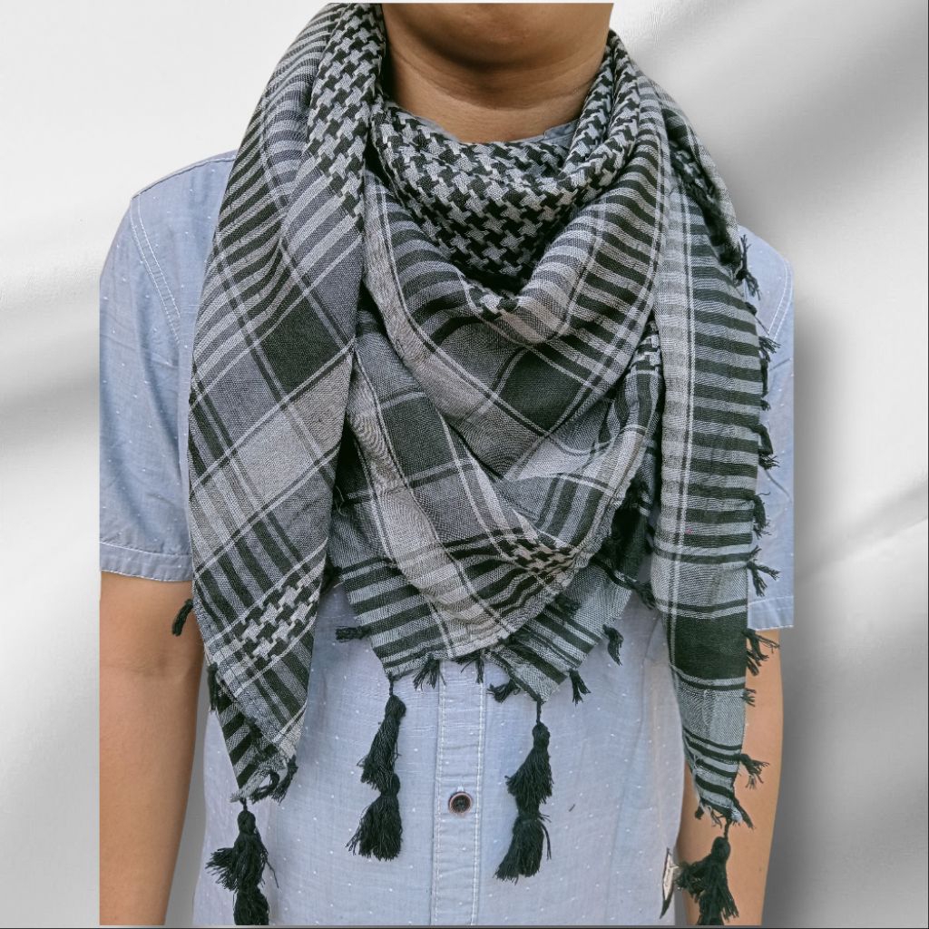 Sorban Ronce Hitam Putih Berkualitas Elegan Nyaman Premium/Serban Arab Haji Hitam polos Putih Biru H