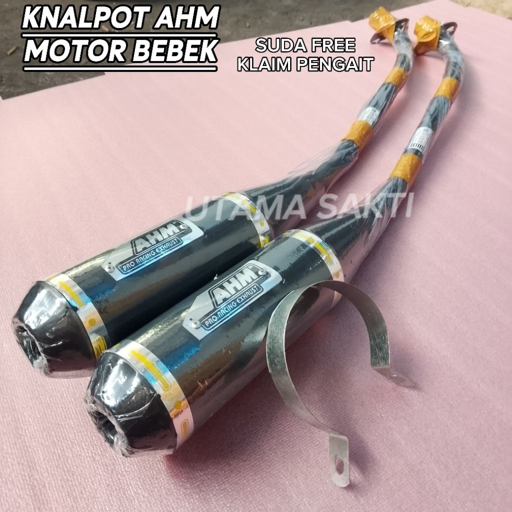 Knalpot racing AHM motor bebek suara ade ngebas free klaim pengait knalpot