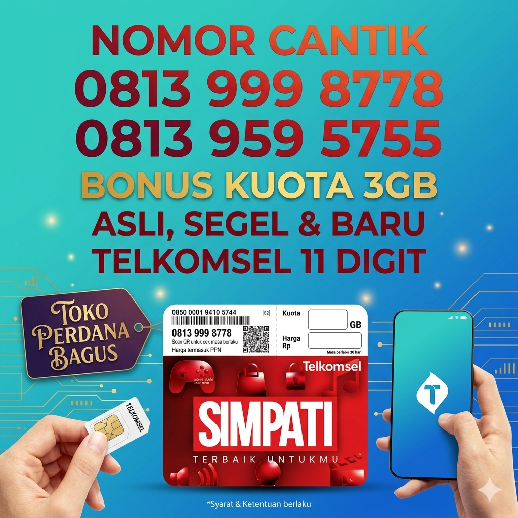 Nomor Cantik Kartu Perdana Telkomsel Bonus Kuota 3GB 5G