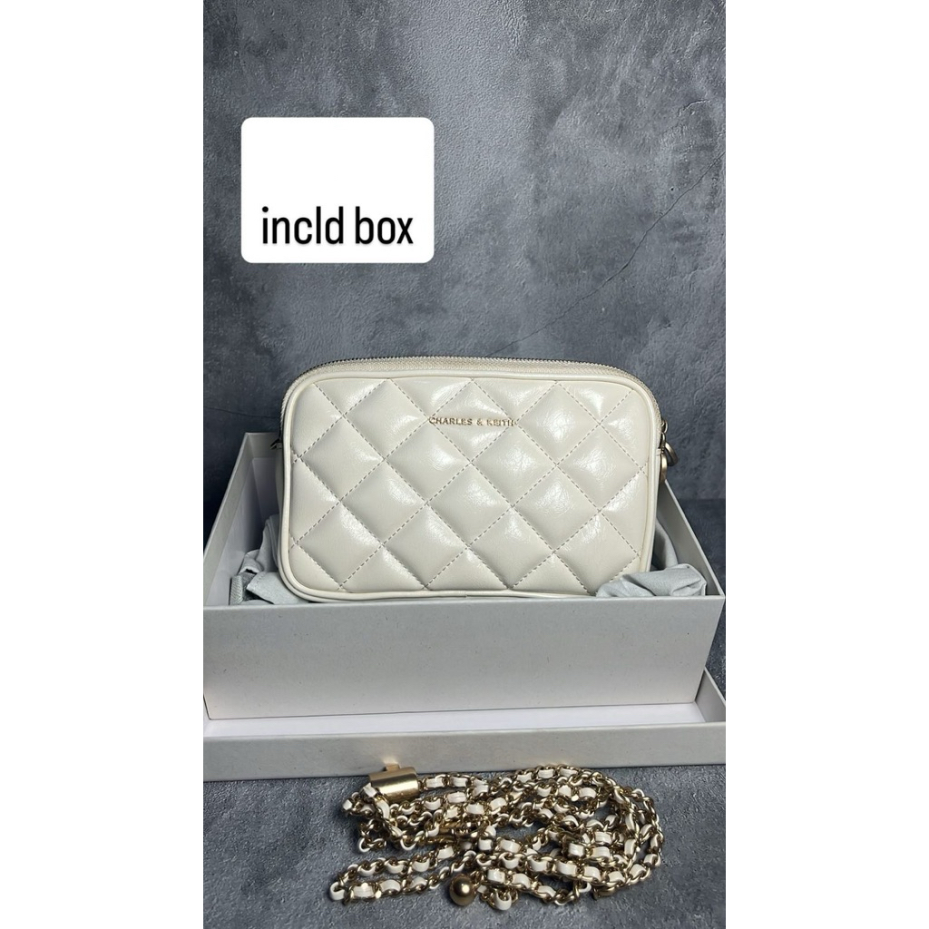 Charles & Keith Mini Sling Bag - White & Green (100% Original)