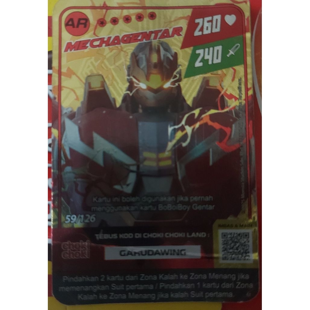 kartu boboboy mechagentar AR