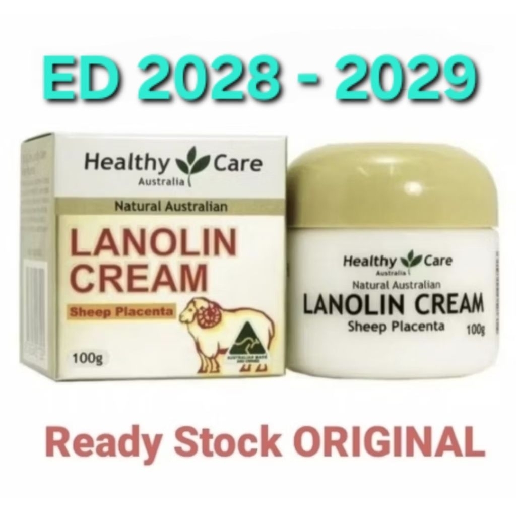 Healthy Care Lanolin Cream with Sheep Placenta 100g Australia Krim Grapeseed Oil Vitamin E Primrose 